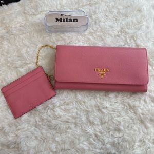 Prada Vitello Move Wallet Peony Pink
